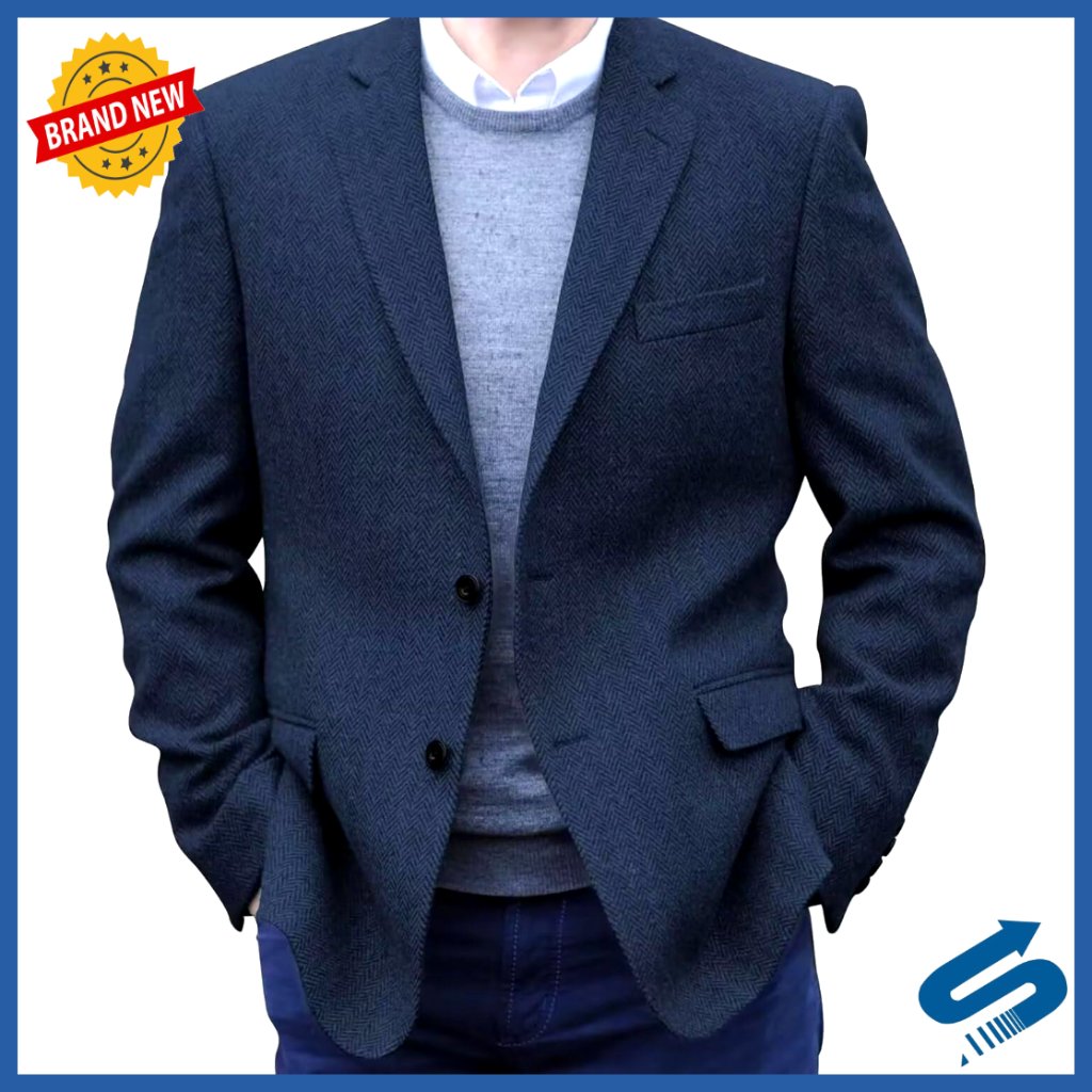 Men's Tweed Blazer Sport Coat Lightweight Herringbone Casual Wedding Groomsmen